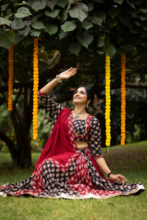 Hanch Navratri Black Satira Lehenga Set