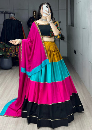 Hanch Navratri Multicolor Pachrang Lehenga Set