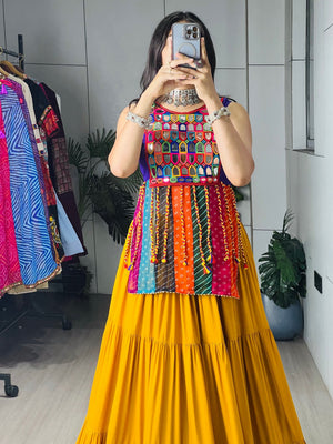 Hanch Navratri Mustard Purple Lehenga Set
