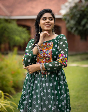 Hanch Navratri Green Megha Lehenga Set