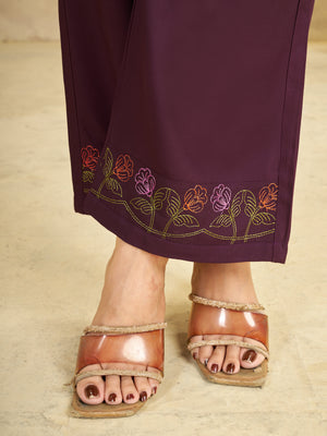 Hanch Heavy Rayon Embroidered Co-Ords Set – Wine