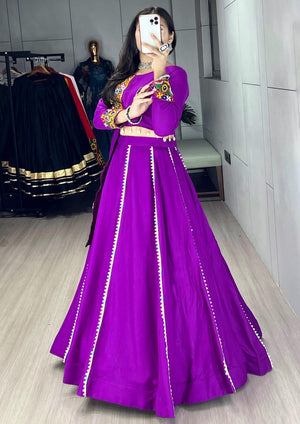 Hanch Navratri Purple Toraniyu Lehenga Set