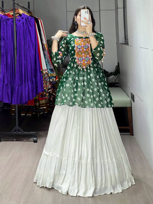 Hanch Navratri Green Megha Lehenga Set