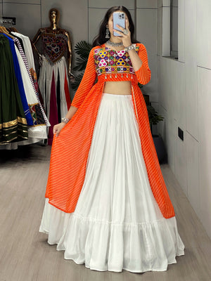 Navratri Orange Kurti Lehenga Set