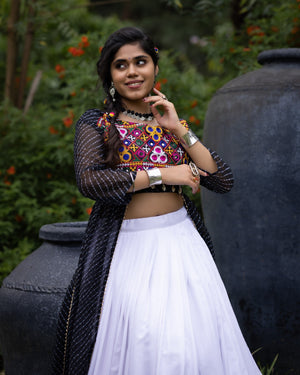Hanch Navratri Black Kurti Lehenga Set