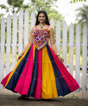 Hanch Navratri Multicolor Vaalam Lehenga Set