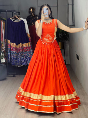 Hanch Navratri Orange Ambaa Lehenga Set