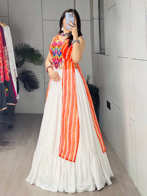 Hanch Navratri Kesari Kurti Lehenga Set