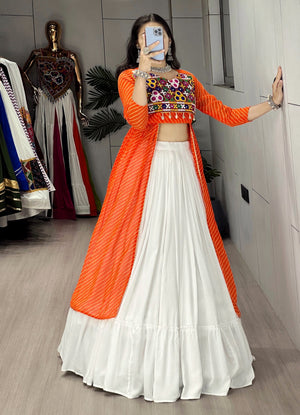 Hanch Navratri Orange Kurti Lehenga Set