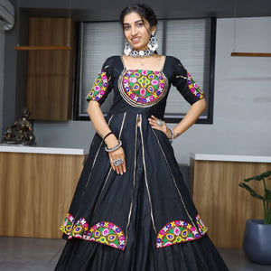 Hanch Navratri Black Charming Lehenga Set