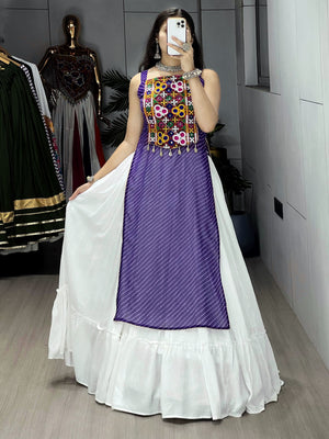 Hanch Navratri Purple Kurti Lehenga Set