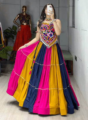 Hanch Navratri Multicolor Vaalam Lehenga Set