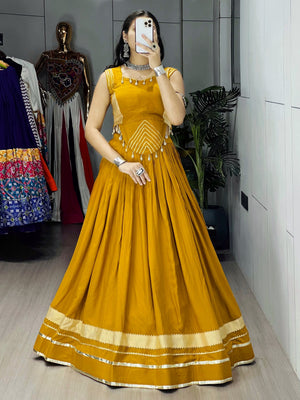 Hanch Navratri Mustard Ambaa Lehenga Set