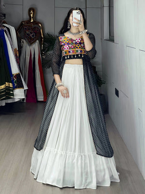 Hanch Navratri Black Kurti Lehenga Set