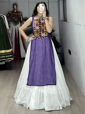 Hanch Navratri Purple Kurti Lehenga Set