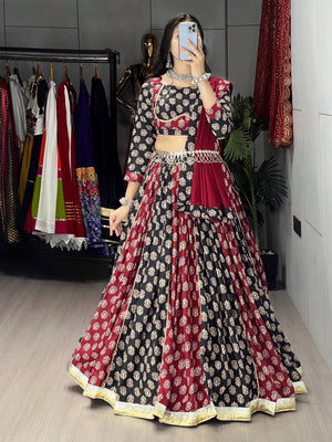 Hanch Navratri Black Satira Lehenga Set