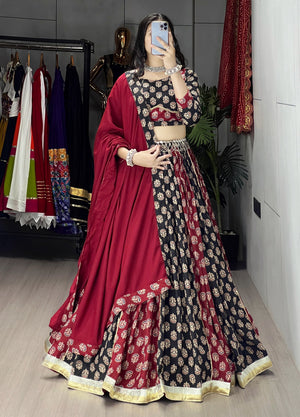 Navratri Black Satira Lehenga Set
