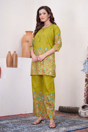 Hanch Pure Cotton Printed Co-Ords Set – Lemon Yellow