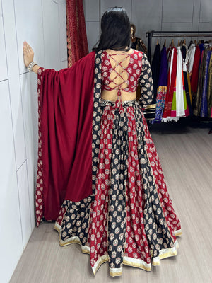 Hanch Navratri Black Satira Lehenga Set