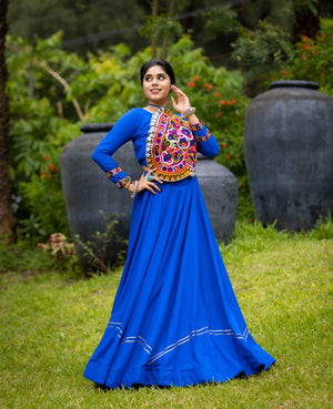 Hanch Navratri Royal Blue Star Lehenga Set