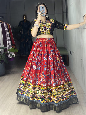 Hanch Navratri Black Floral Lehenga Set