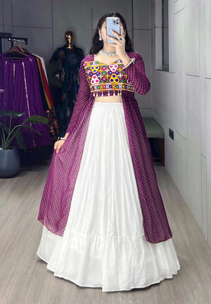 Hanch Navratri Wine Kurti Lehenga Set