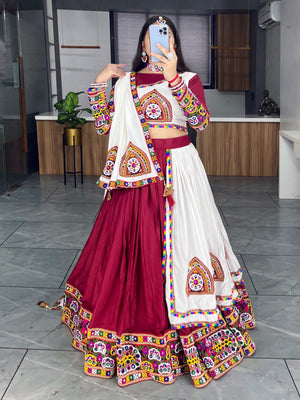 Hanch Navratri White Lehenga Set