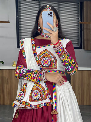 Hanch Navratri White Lehenga Set
