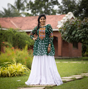 Hanch Navratri Green Megha Lehenga Set