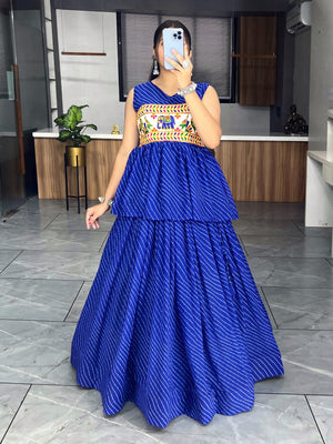Hanch Navy Blue Navratri Lehenga Set