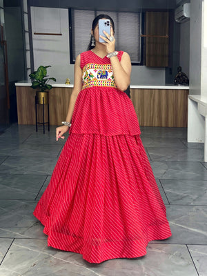 Hanch Red Navratri Lehenga Set