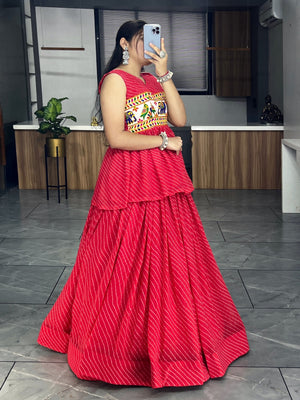 Hanch Red Navratri Lehenga Set