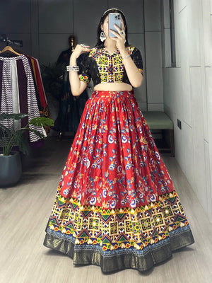 Hanch Navratri Black Floral Lehenga Set