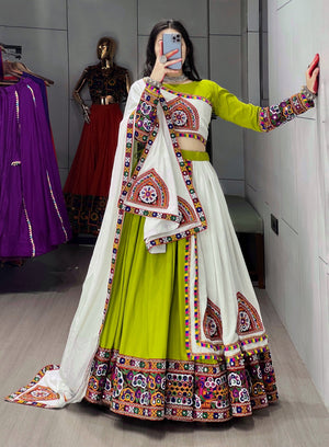 Hanch Navratri Printed Arches Patch Work Lehenga Set