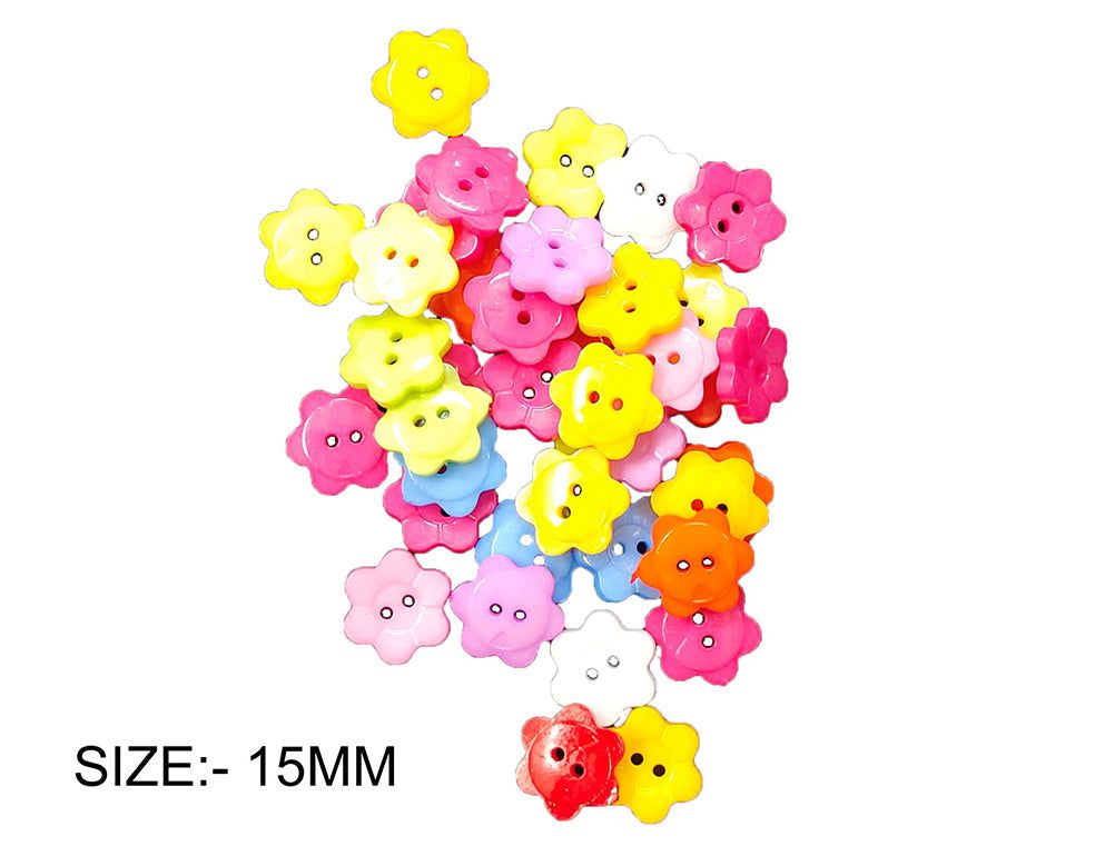 6 Petal Flower Colourful Button