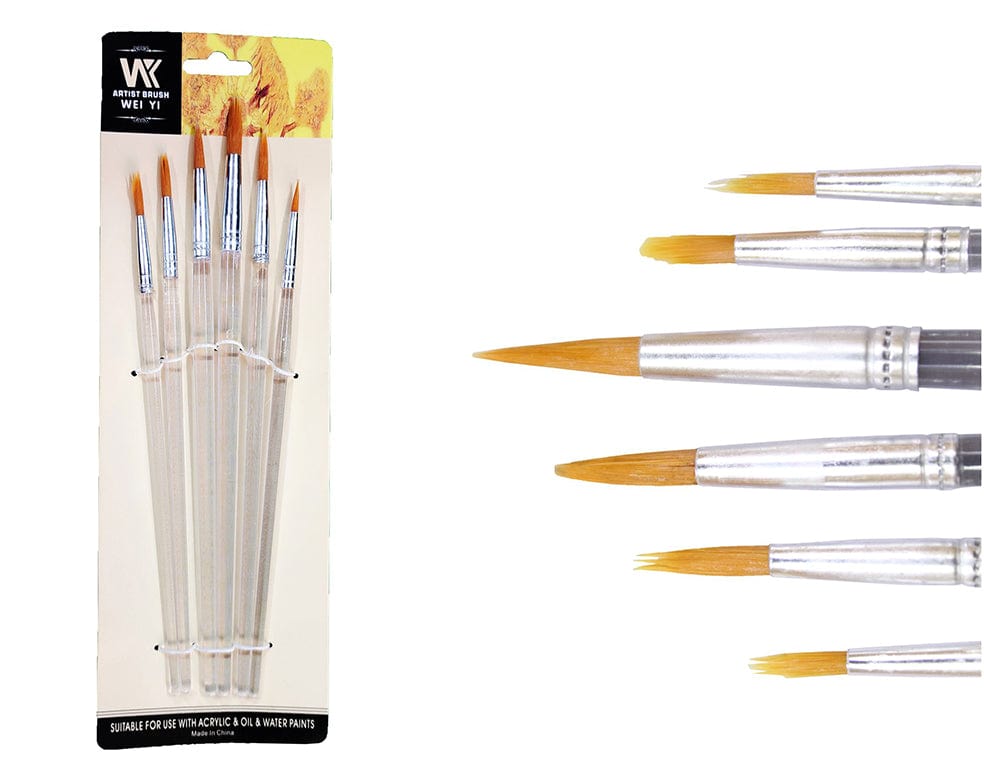 6Pcs Brush Clear Handle