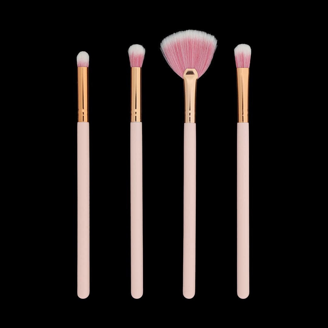 4 in 1 Makeup Art Brush set With Pink Handle