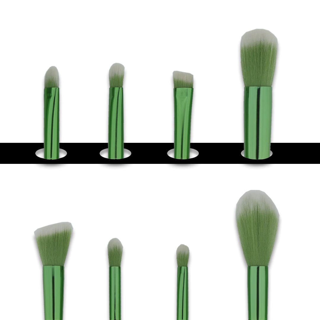 8 in 1 Makeup Art brush set with Green handle