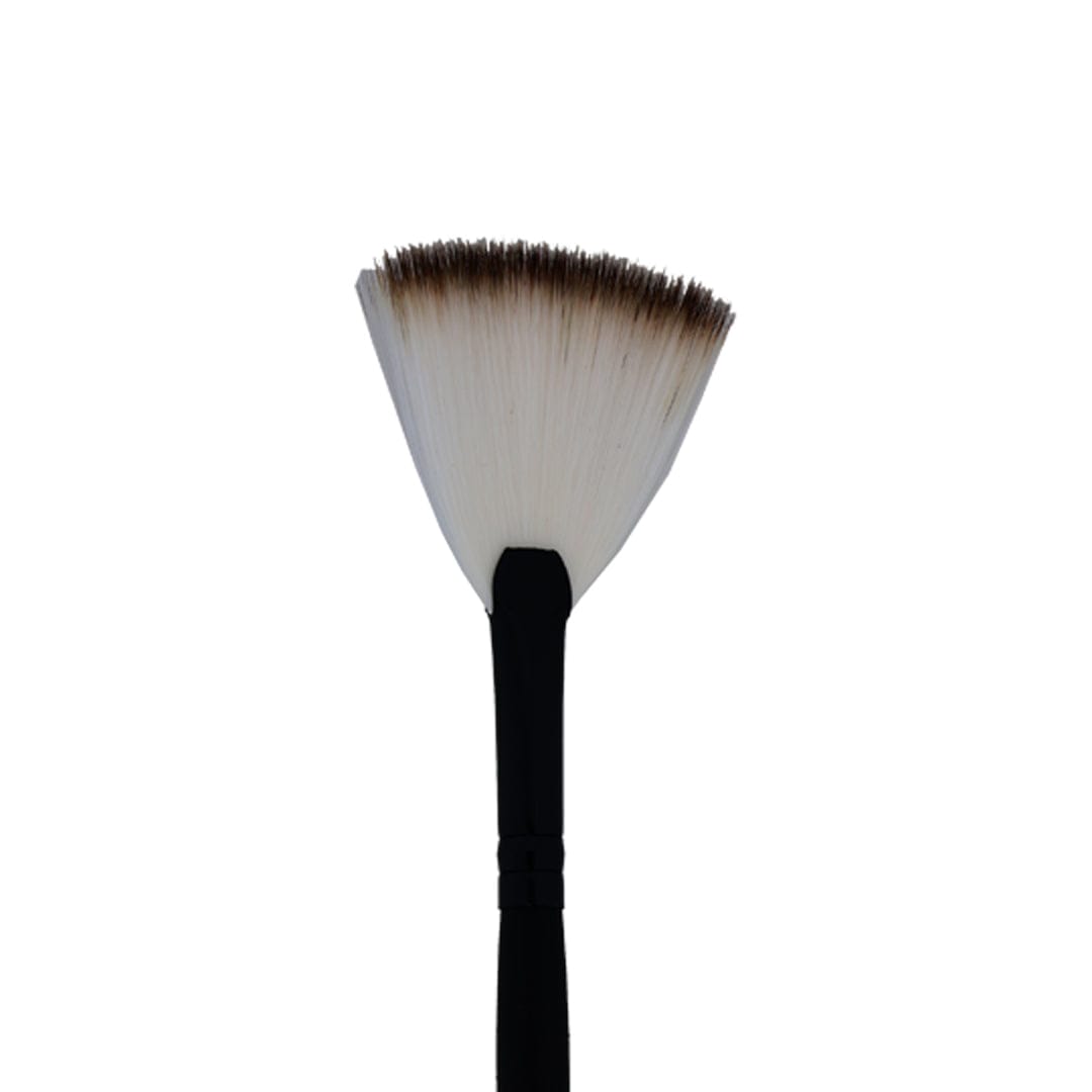 fan Makeup art Brush With Black Handle