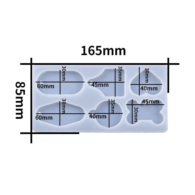 6 Cavity Dog Tag & Pendant Jewellery & Keychain Mould