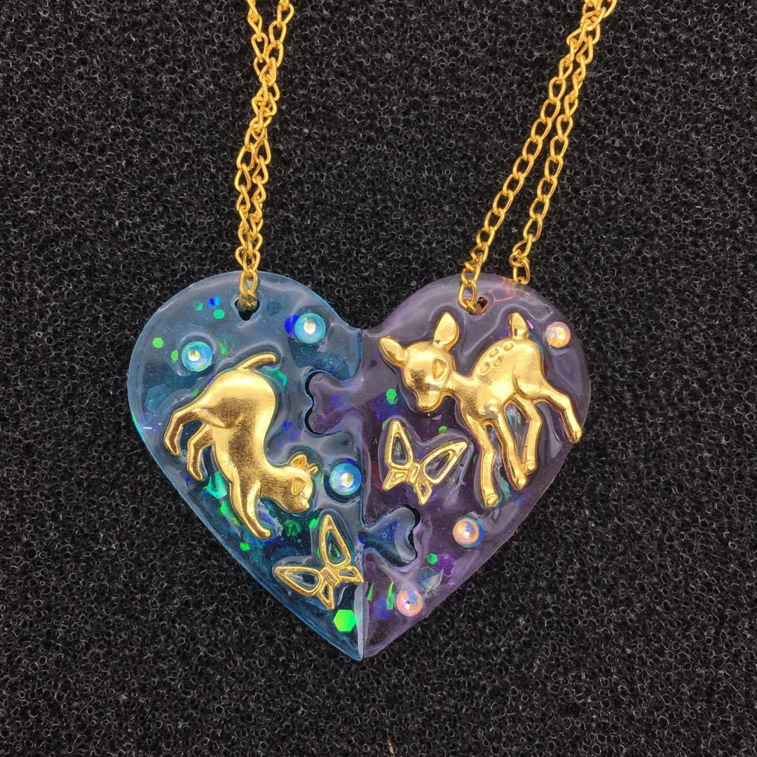 2 In 1 Puzzle Heart Pendant Jewellery Mould (Broken Heart)