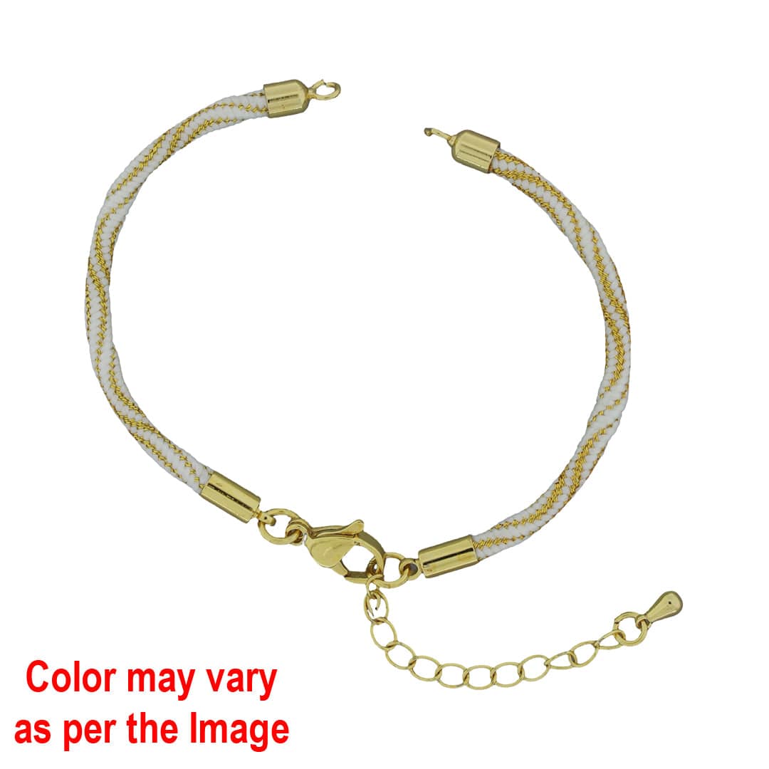 Colour And Gold Rope Bracelet With Adjustable Clasp