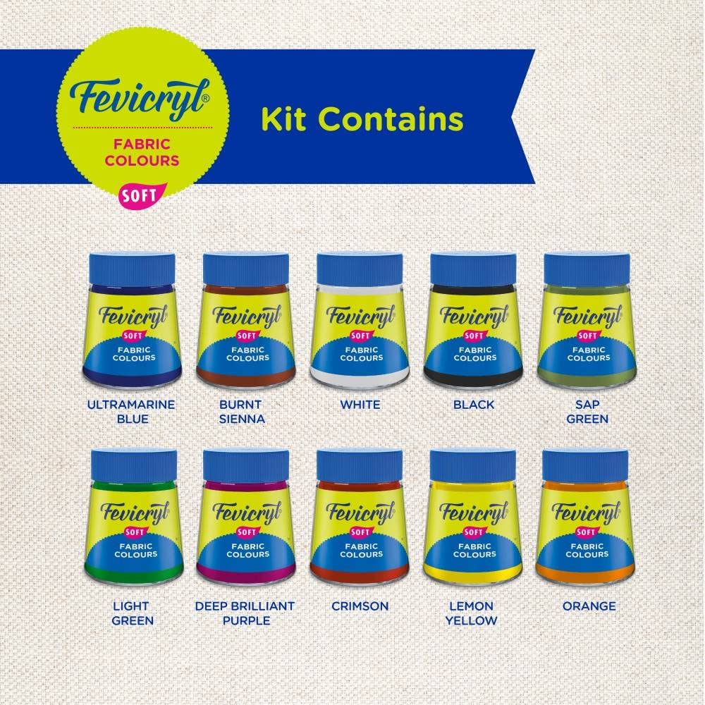 Fevicryl Fabric Colours Soft 10x20ml (Mrp-300/-)