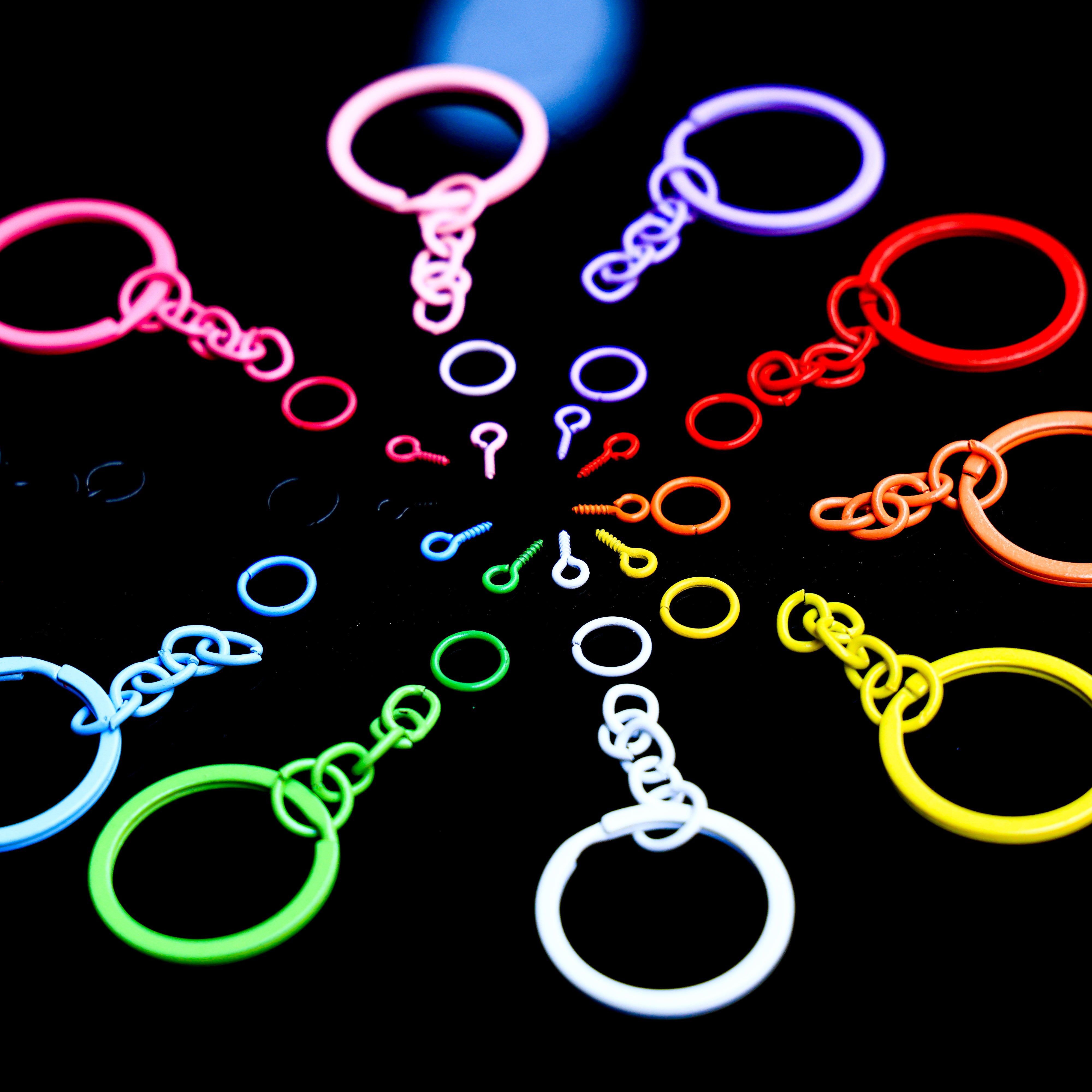 Multi Colour Keychain Ring With Q Hook (10Pcs)