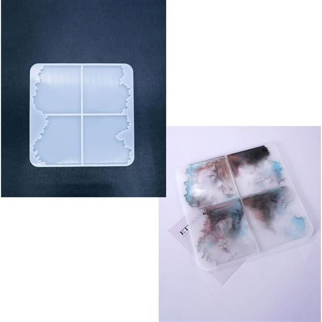 4 Cavity Geode Square Coaster Mould
