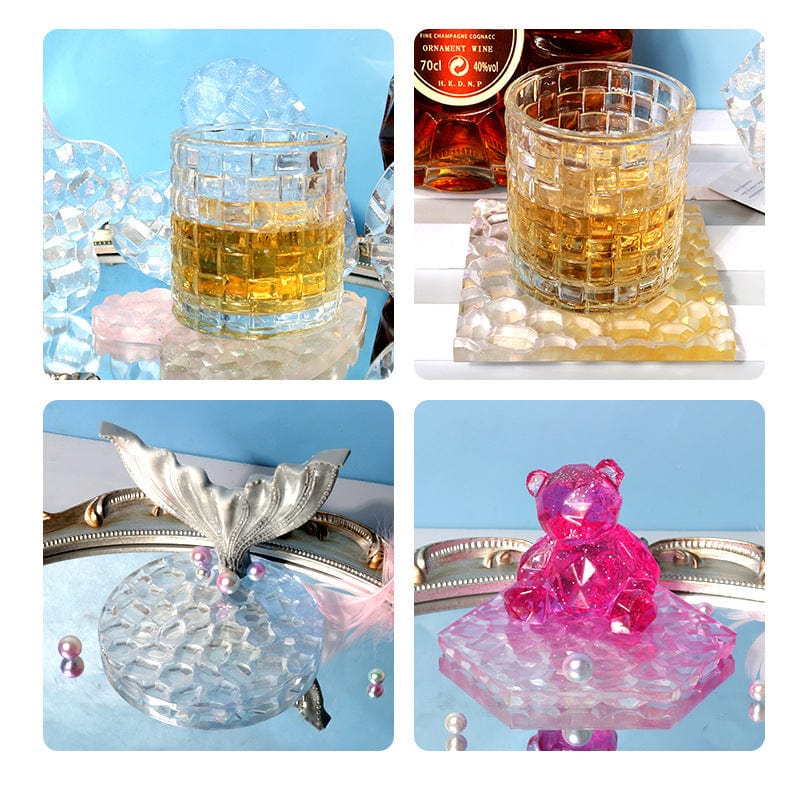 Flower Shaped Mosaic Texture Coaster Mould