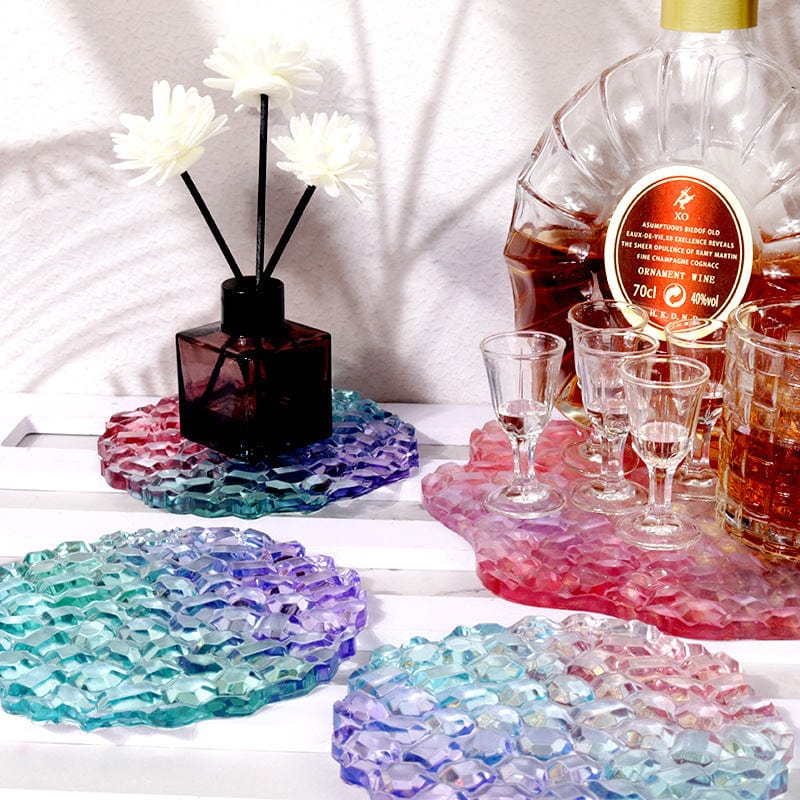 Round Agate Mosaic Texture Coaster Mould Des No : 3