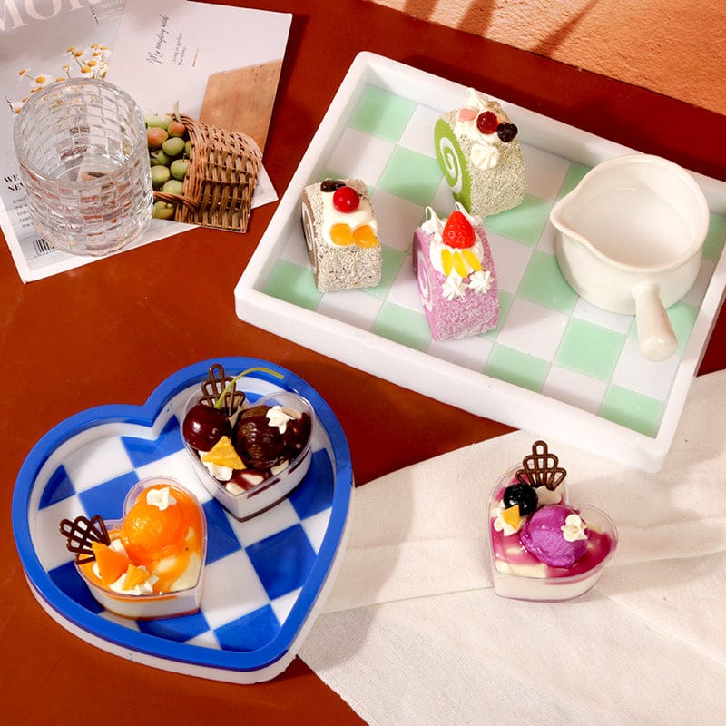 Heart Chess Board Texture Trinklet Tray Mould