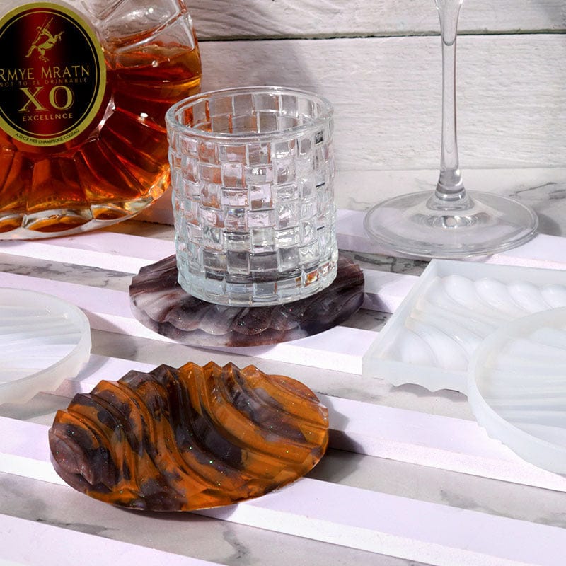 Round Wavy Textured Coaster Mould