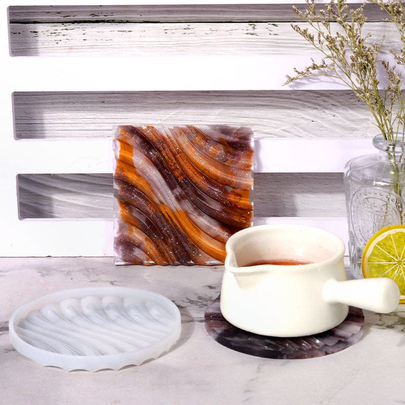 Square Wavy Textured Coaster Mould